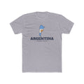 Argentina Cordoba Mission Flag Map shirt in Heather Grey: flag of Argentina in the outline of Argentina with navy lettering, front view