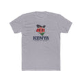 Kenya Nairobi West Mission Flag Map shirt in Heather Grey: flag of Kenya in the outline of Kenya with navy lettering, front view