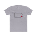 Pennsylvania Philadelphia Mission Heart Map shirt in Heather Grey: Pennsylvania outline with a red heart, front view