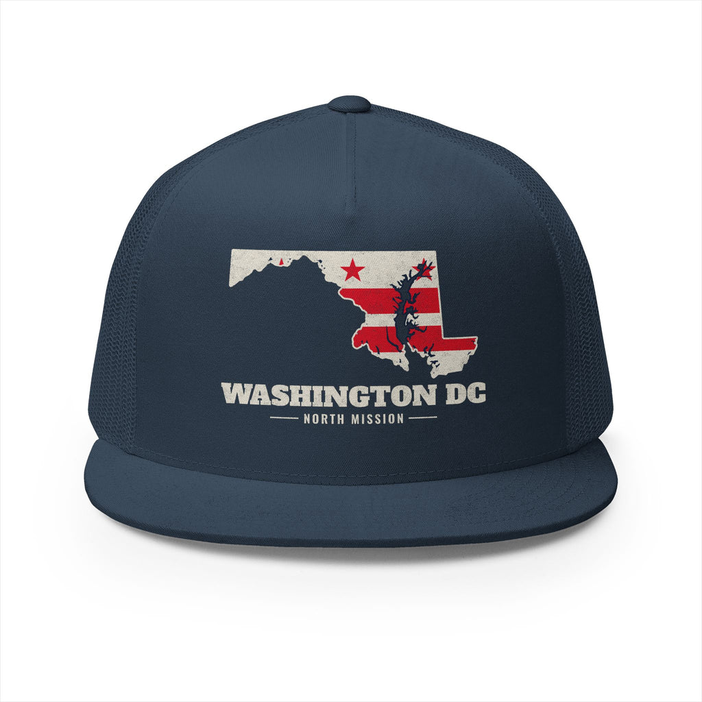 Washington DC North Mission Flag Map Trucker Hat