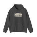 Georgia Atlanta North Mission Hoodie in Dark Heather, front view with the varsity mission design