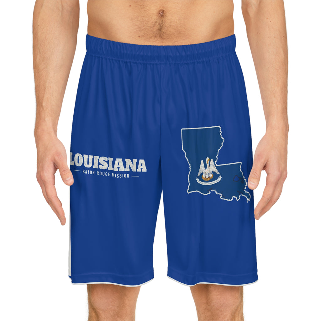 Louisiana Baton Rouge Mission Basketball Shorts, worn, front view