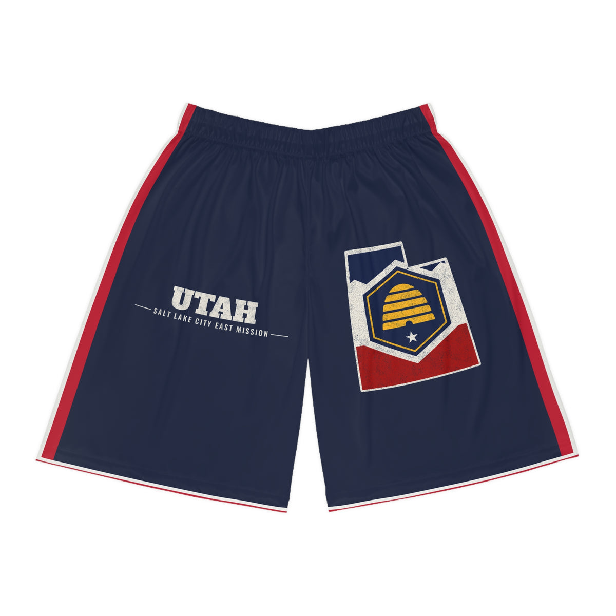 Utah Salt Lake City East Mission Basketball Shorts, front view
