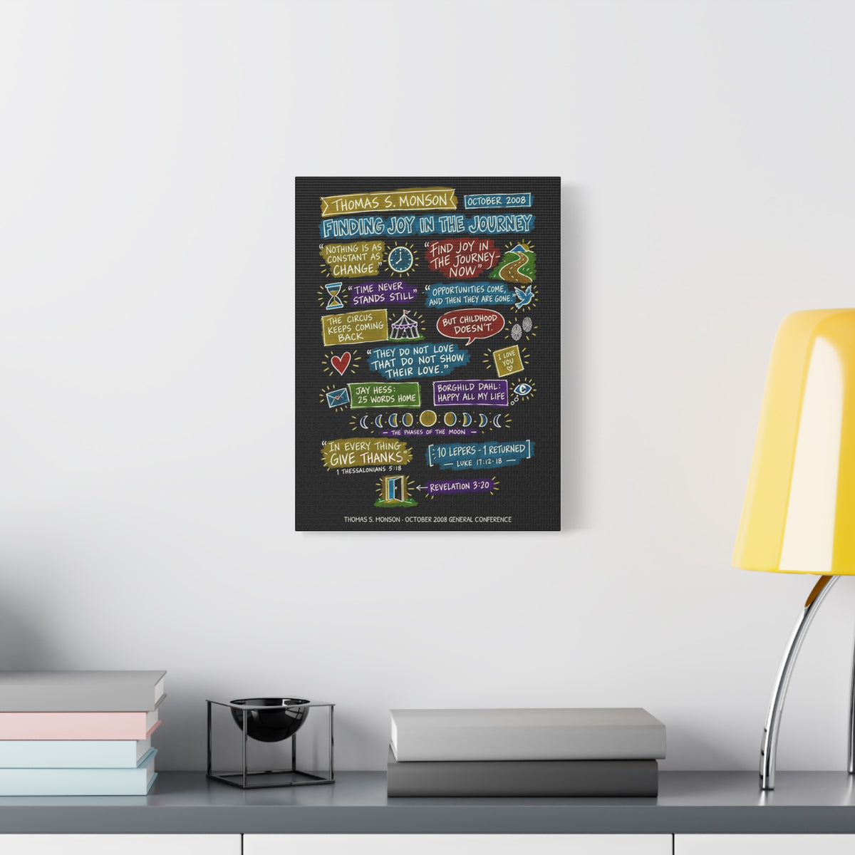 Finding Joy in the Journey Sketch Note Canvas (Black) — Thomas S. Monson