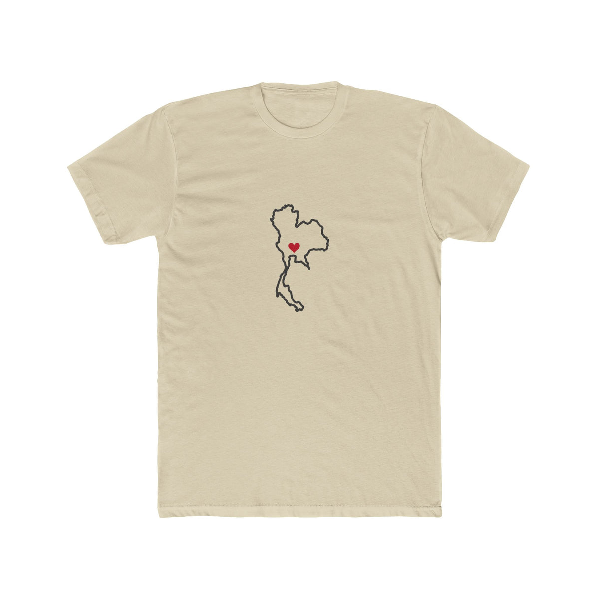 Thailand Bangkok East Mission Heart Map shirt in Cream: Thailand outline with a red heart, front view