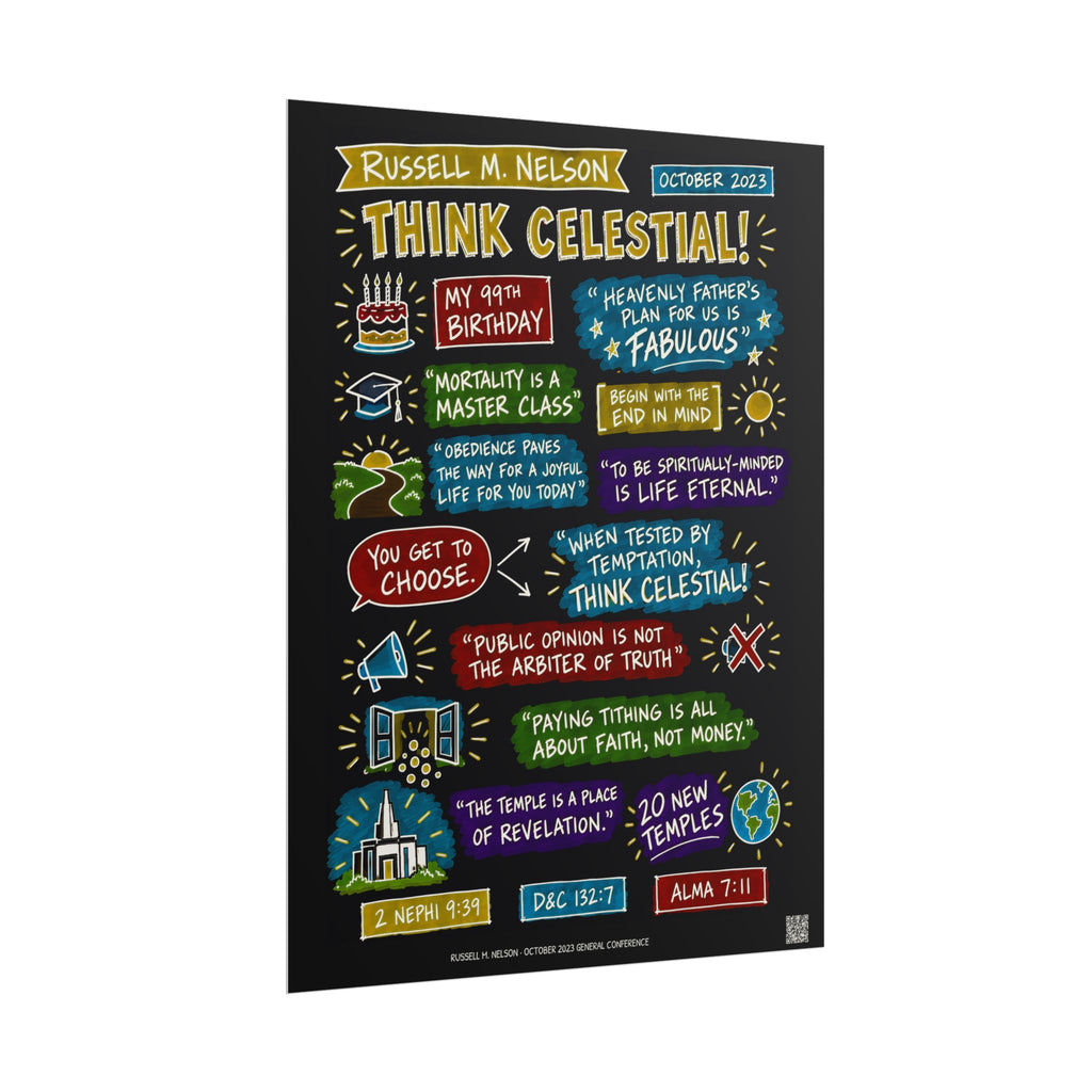 Think Celestial! Sketch Note Poster (Black) — Russell M. Nelson