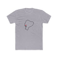 Ecuador Guayaquil West Mission Heart Map shirt in Heather Grey: Ecuador outline with a red heart, front view