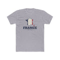 France Lyon Mission Flag Map shirt in Heather Grey: flag of France in the outline of France with navy lettering, front view