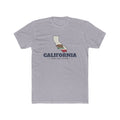 California Santa Rosa Mission Flag Map shirt in Heather Grey: California state flag in the outline of California with navy lettering, front view