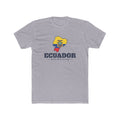 Ecuador Quito South Mission Flag Map shirt in Heather Grey: flag of Ecuador in the outline of Ecuador with navy lettering, front view