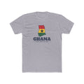 Ghana Accra North Mission Flag Map shirt in Heather Grey: flag of Ghana in the outline of Ghana with navy lettering, front view