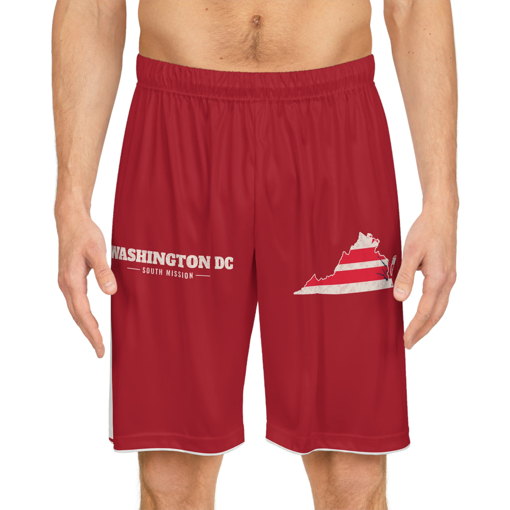 Washington DC South Mission Basketball Shorts, worn, front view