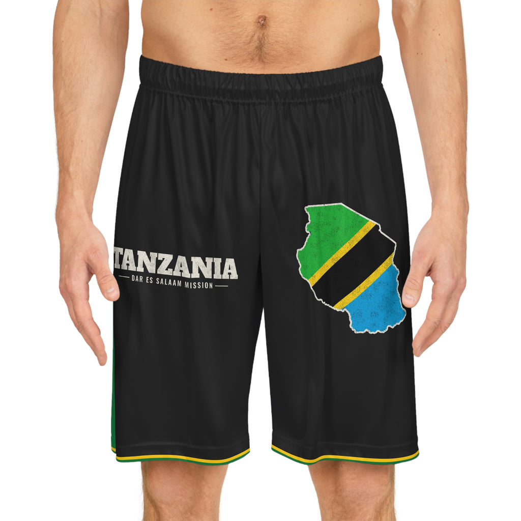 Tanzania Dar es Salaam Mission Basketball Shorts, worn, front view