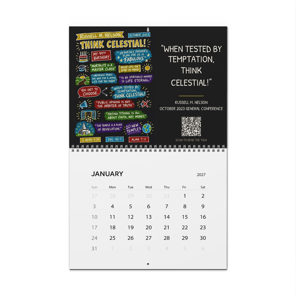 2027 Sketch Note Wall Calendar — Twelve General Conference Talks (Black)