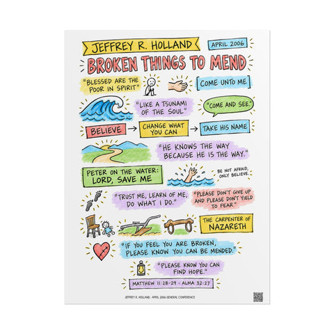 Broken Things to Mend sketch note poster