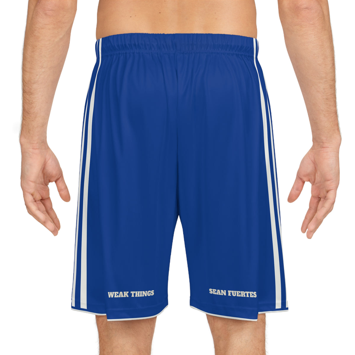 Uruguay Montevideo Mission Basketball Shorts, worn, back view