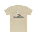 California Oceanside Mission Flag Map shirt in White: California state flag in the outline of California with navy lettering, front view