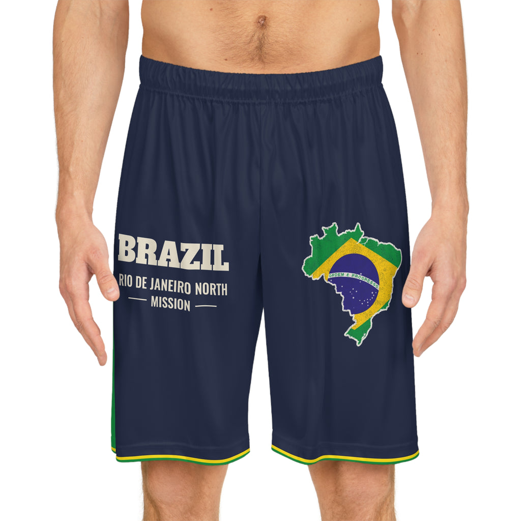 Brazil Rio de Janeiro North Mission Basketball Shorts, worn, front view