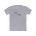 Samoa Apia West Mission Heart Map shirt in Heather Grey: Samoa outline with a red heart, front view