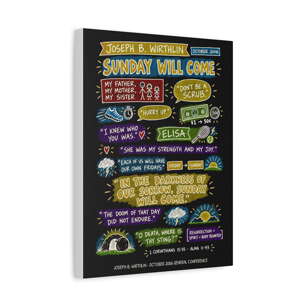 Sunday Will Come Sketch Note Canvas (Black) — Joseph B. Wirthlin