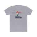 India New Delhi Mission Flag Map shirt in Heather Grey: flag of India in the outline of India with navy lettering, front view