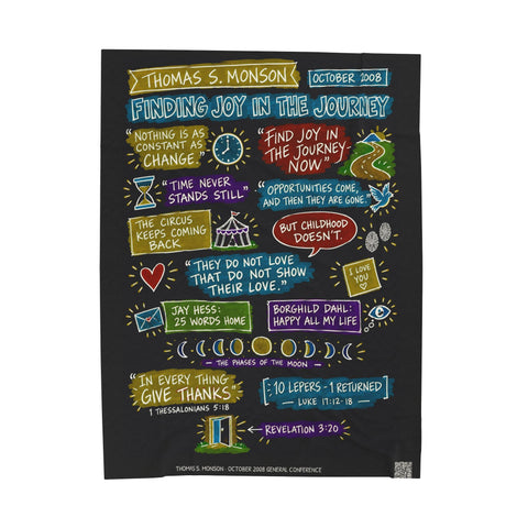 Finding Joy in the Journey sketch note plush blanket