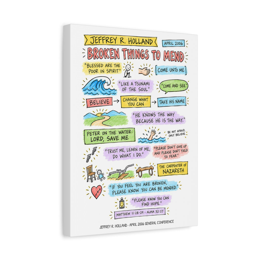 Broken Things to Mend Sketch Note Canvas — Jeffrey R. Holland