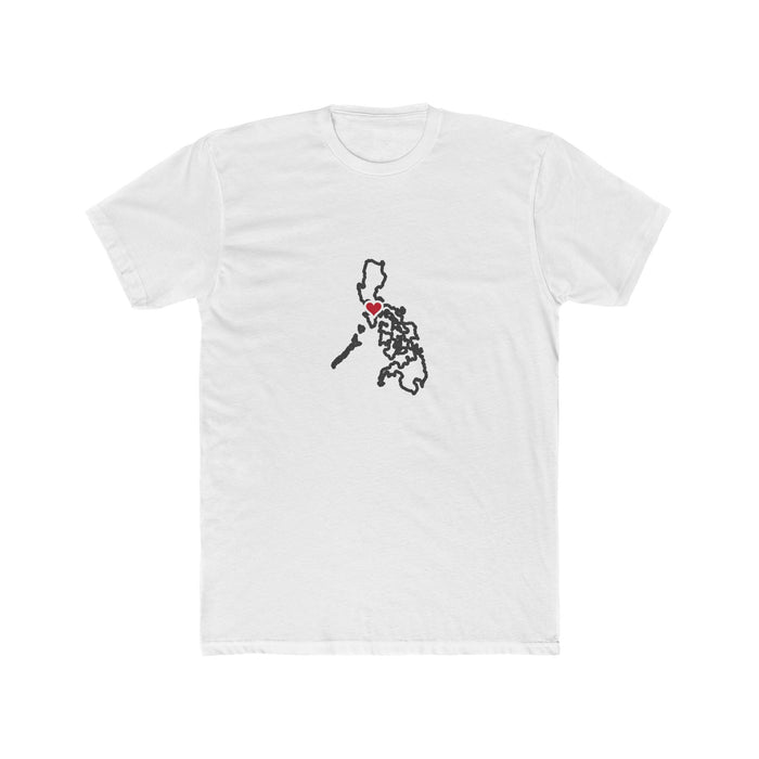 Philippines San Pablo Mission Heart Map shirt in White: Philippines outline with a red heart, front view