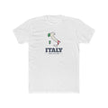 Italy Rome Mission Flag Map shirt in White: flag of Italy in the outline of Italy with navy lettering, front view