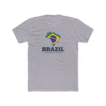 Brazil Florianopolis Mission Flag Map shirt in Heather Grey: flag of Brazil in the outline of Brazil with navy lettering, front view