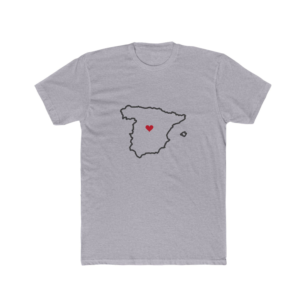 Spain Madrid North Mission Heart Map shirt in Heather Grey: Spain outline with a red heart, front view