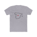 Spain Madrid North Mission Heart Map shirt in Heather Grey: Spain outline with a red heart, front view