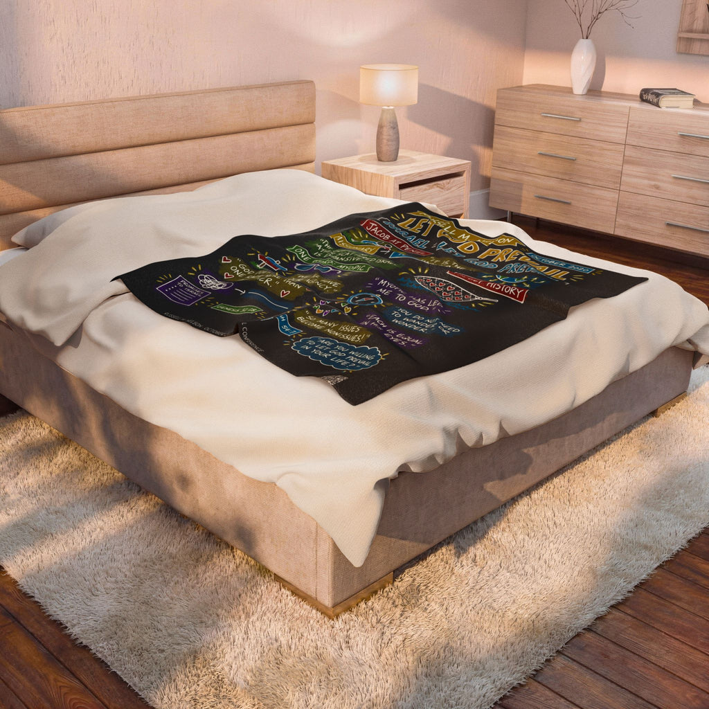 Let God Prevail Sketch Note Plush Blanket — Russell M. Nelson