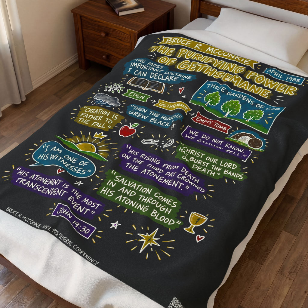 The Purifying Power of Gethsemane Sketch Note Plush Blanket — Bruce R. McConkie