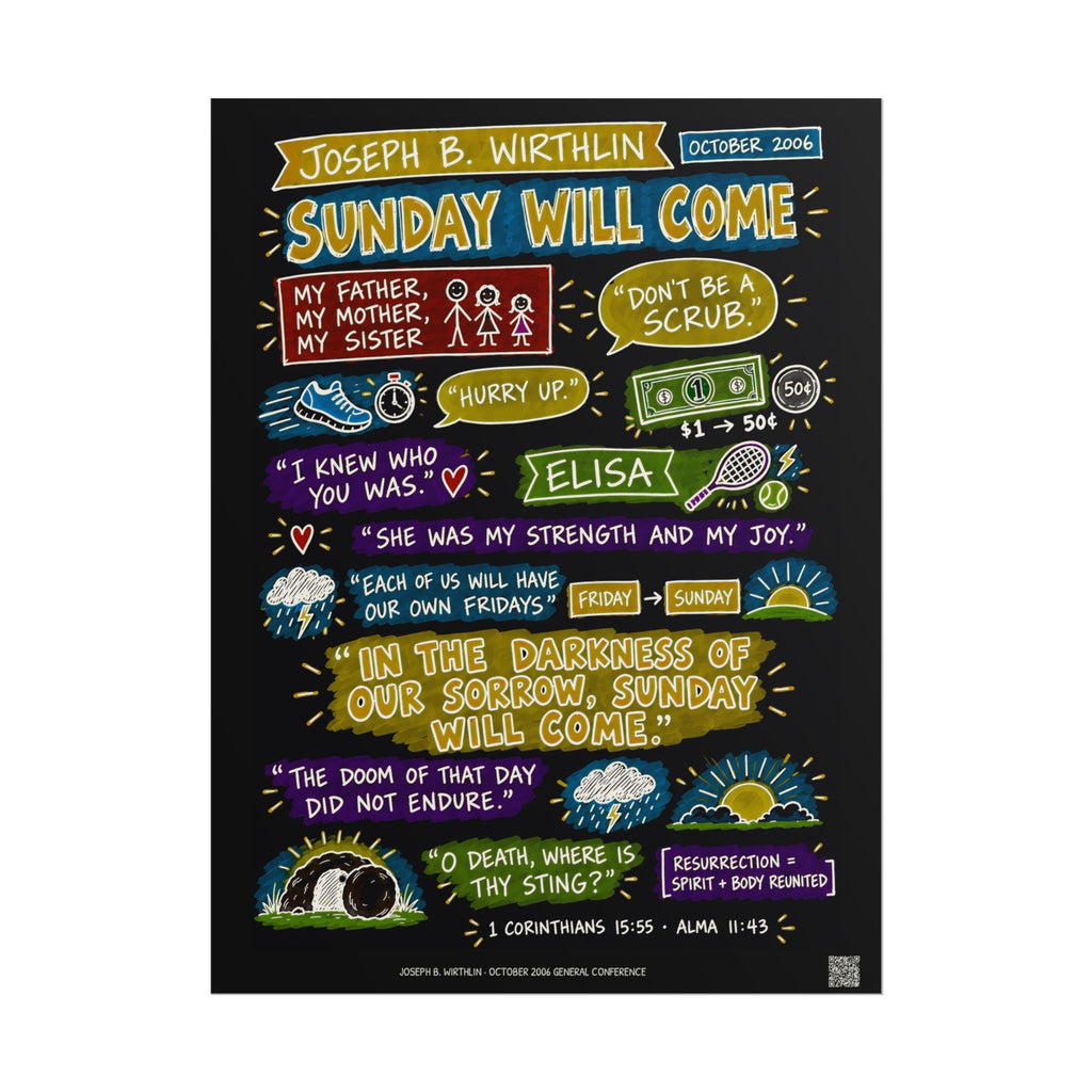 Sunday Will Come Sketch Note Poster (Black) — Joseph B. Wirthlin
