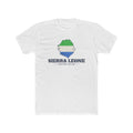 Sierra Leone Freetown Mission Flag Map shirt in White: flag of Sierra Leone in the outline of Sierra Leone with navy lettering, front view
