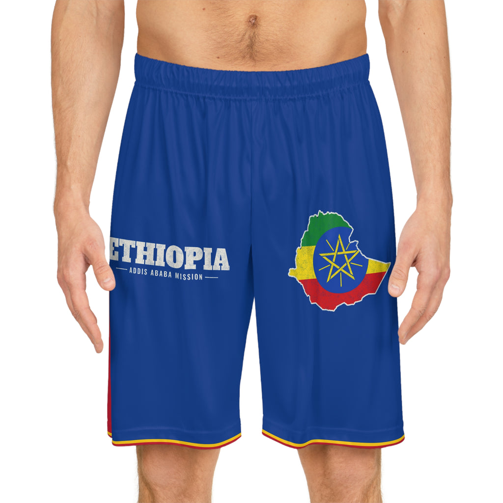 Ethiopia Addis Ababa Mission Basketball Shorts, worn, front view