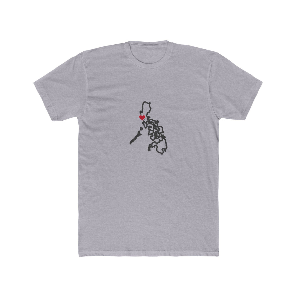 Philippines Olongapo Mission Heart Map shirt in Heather Grey: Philippines outline with a red heart, front view