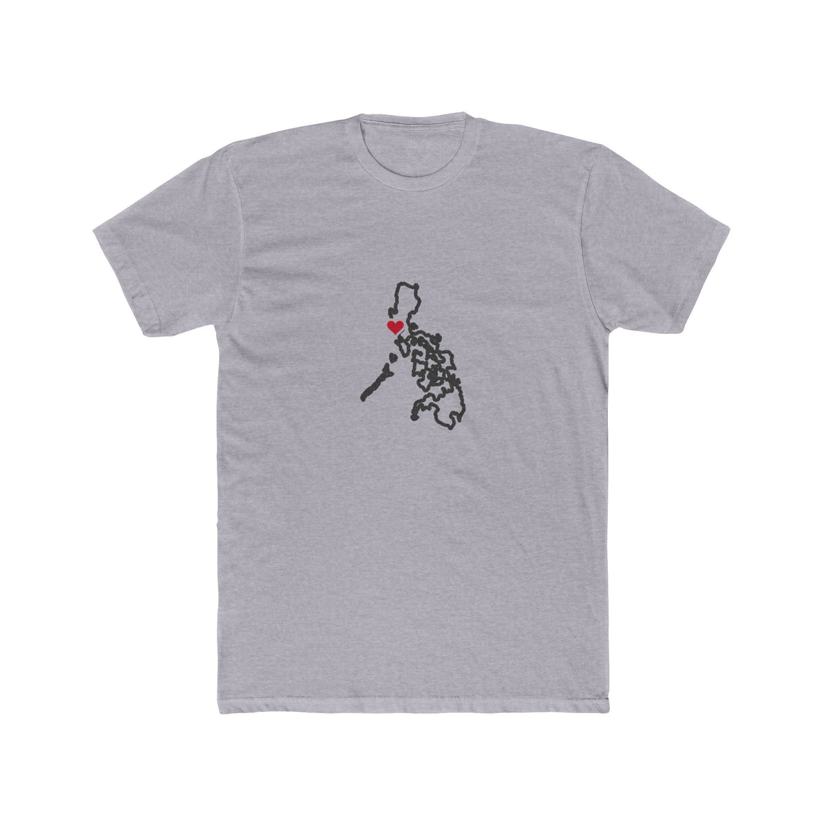 Philippines Olongapo Mission Heart Map shirt in Heather Grey: Philippines outline with a red heart, front view