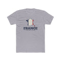 France Paris North Mission Flag Map shirt in Heather Grey: flag of France in the outline of France with navy lettering, front view