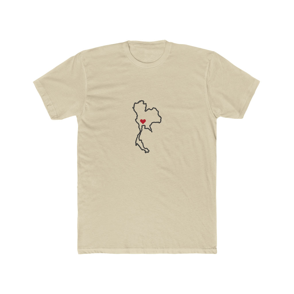 Thailand Bangkok West Mission Heart Map shirt in Cream: Thailand outline with a red heart, front view