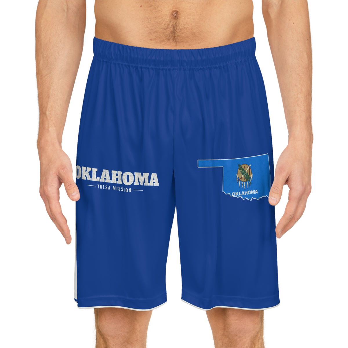 Oklahoma Tulsa Mission Basketball Shorts, worn, front view