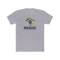 Brazil Sao Paulo South Mission Flag Map shirt in Heather Grey: flag of Brazil in the outline of Brazil with navy lettering, front view