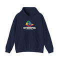 Ethiopia Addis Ababa Mission Flag Map Hoodie in Navy, front view with the flag map and mission name