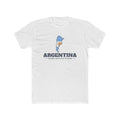 Argentina Buenos Aires West Mission Flag Map shirt in White: flag of Argentina in the outline of Argentina with navy lettering, front view