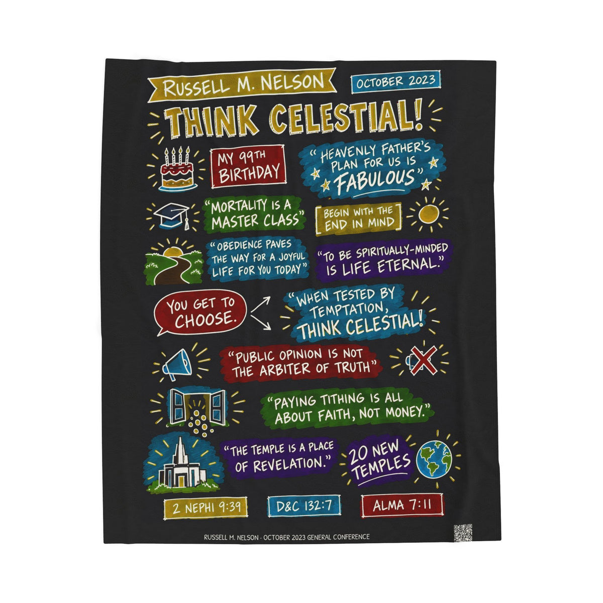 Think Celestial! Sketch Note Plush Blanket — Russell M. Nelson
