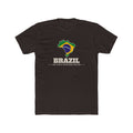 Brazil Sao Paulo Interlagos Mission Flag Map shirt in Dark Chocolate: flag of Brazil in the outline of Brazil with cream lettering, front view