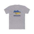 Ukraine Kyiv/Moldova Mission Flag Map shirt in Heather Grey: flags of Ukraine and Moldova in their country outlines with navy lettering, front view