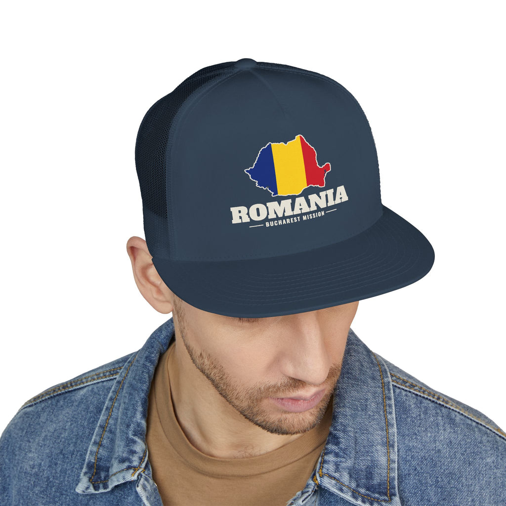 Romania Bucharest Mission Flag Map Trucker Hat