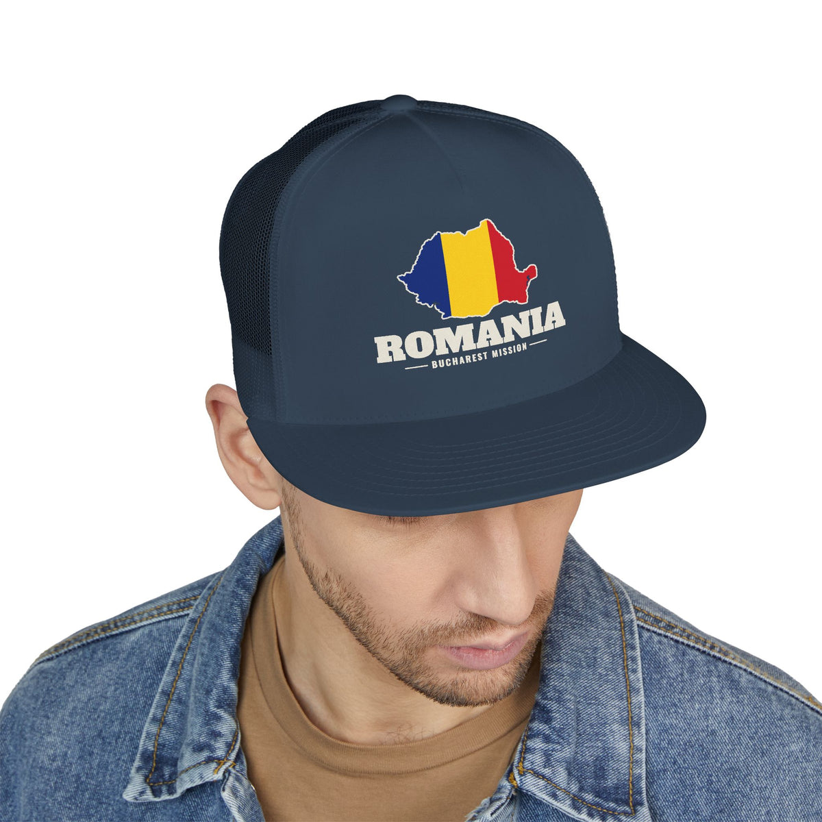 Romania Bucharest Mission Flag Map Trucker Hat